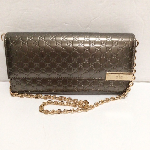 Gucci Metallic Gray Wallet on Chain - Picture 1 of 16